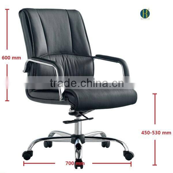 Mid Back Black Leather Home Office Furniture Meeting Chairs Office with no Wheels