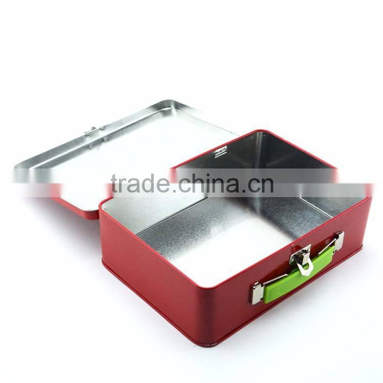 high quality rectangle hinged tin box with latch Made in China