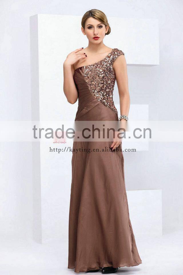 Fashion design sequins one shoulder long evening dress party dress for women
