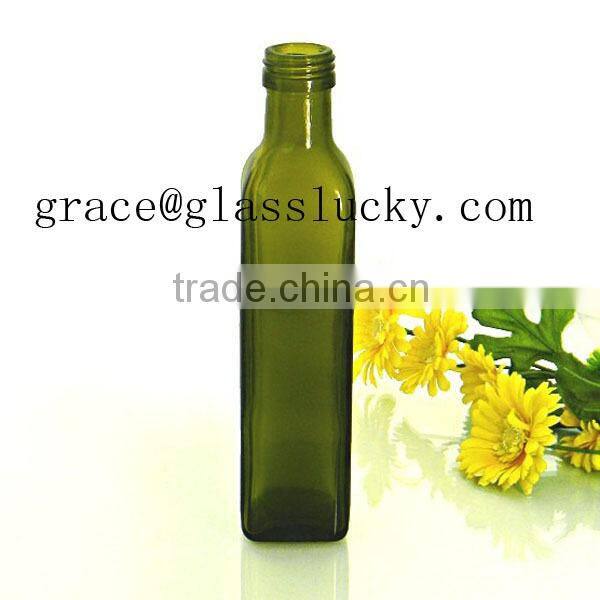 Wholesale 250ml dark green glass olive oil bottle