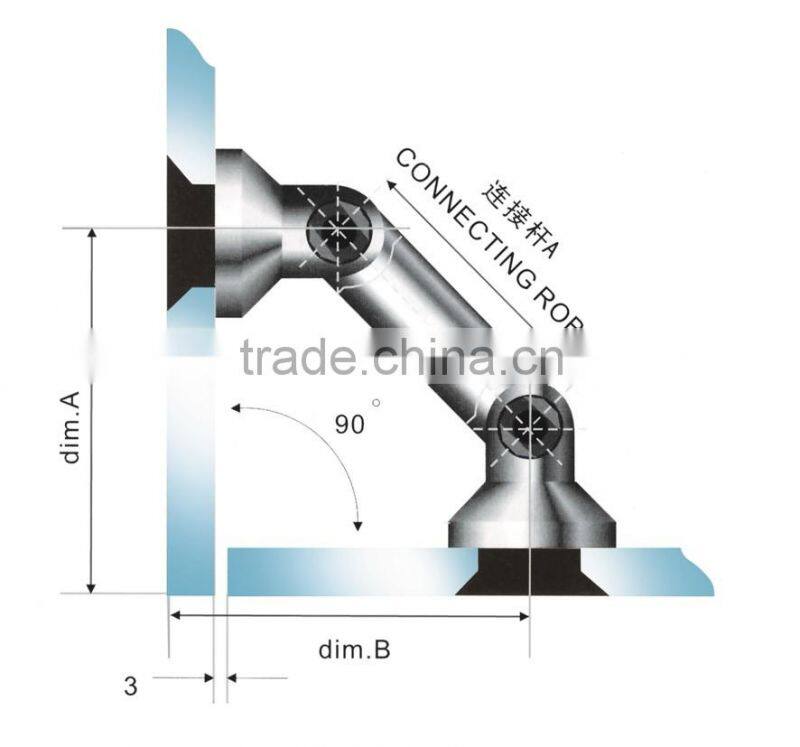 stainless steel glass wall connector EV1000A-4
