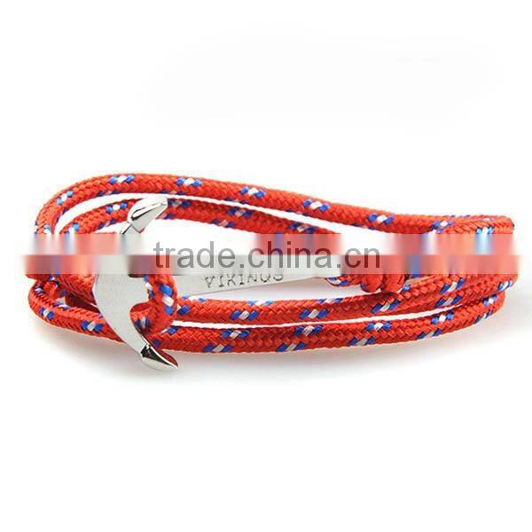 HOT sales silver color anchor design survival paracute bracelet