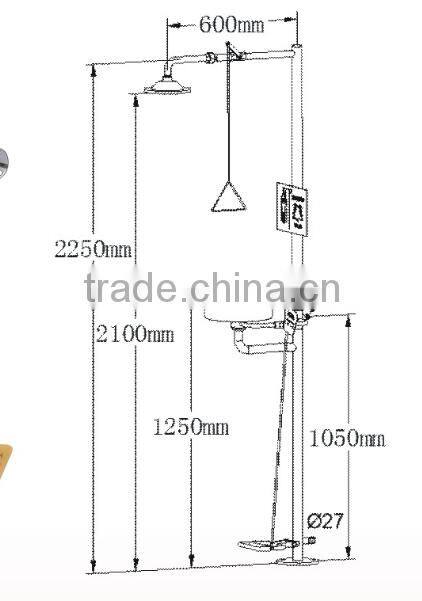 Floor Mounted Type SS Safety Shower Cum Eye Wash for Wholesale