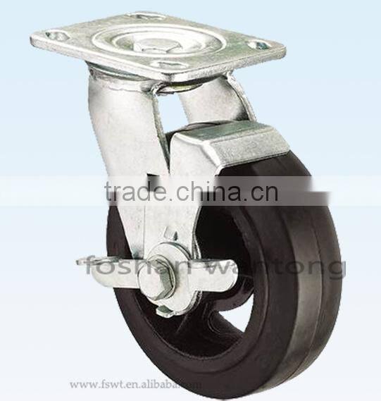 5 Inch Industrial Black Rubber Fixed Hardware Caster