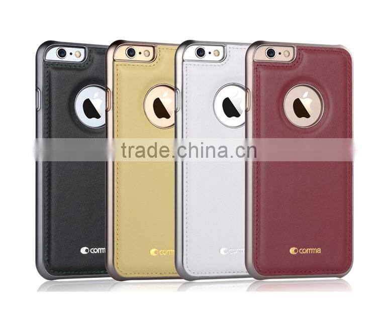 100% Genuine Leather Slim Electroplating PC Back Shell Cover Case Skin For iPhone 6 6S Plus