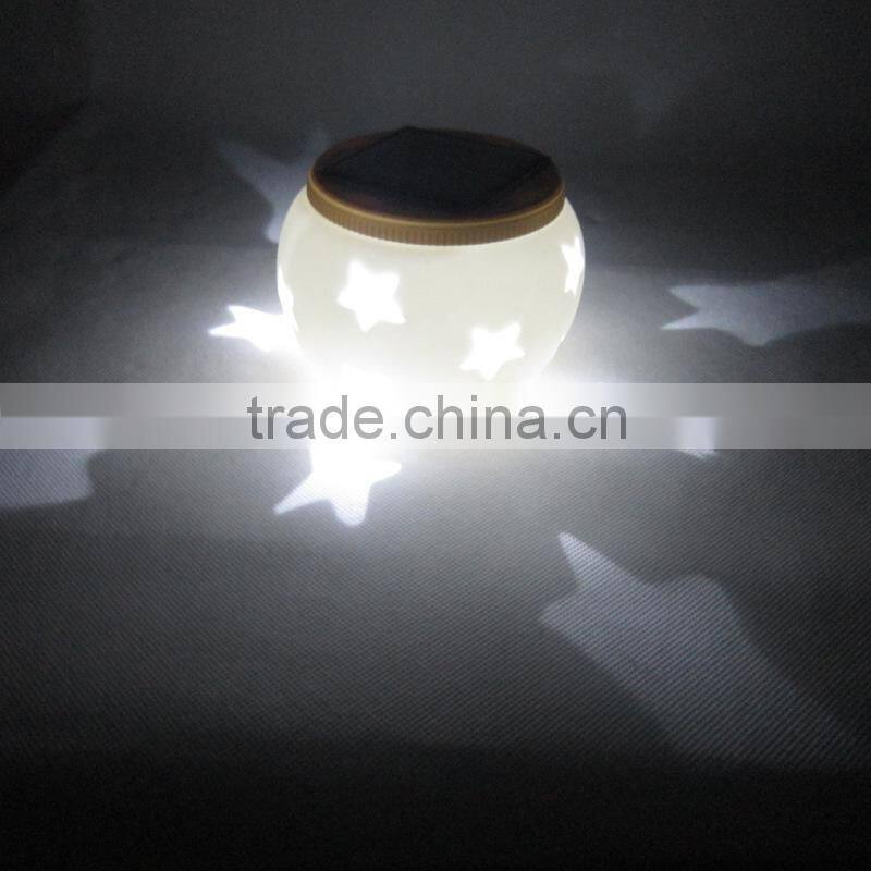 2015 New Style Ceramics Vat Shape Star Projector Solar Light