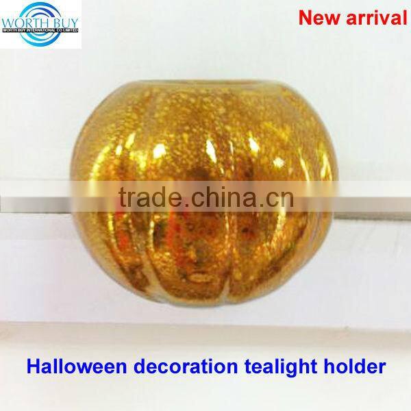 Shiny orange pumpkiin tea light candle holders wholesale