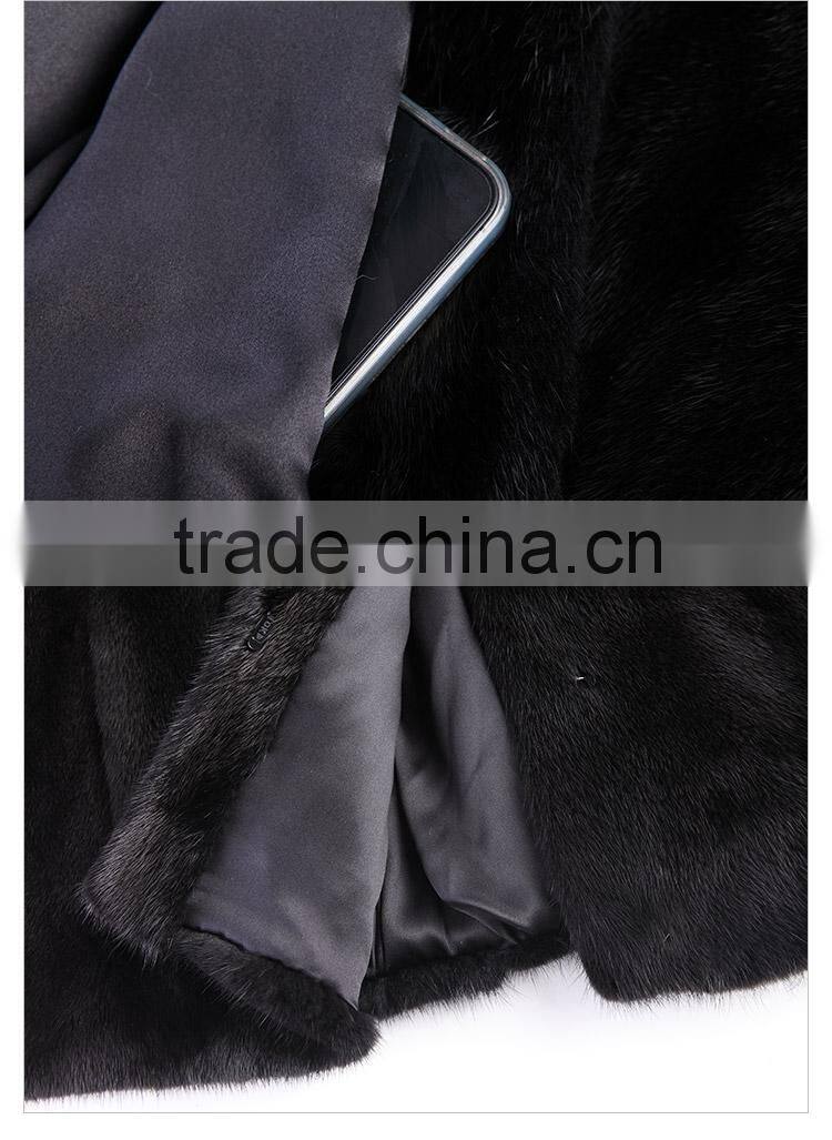 hot sale short black mink fur hooded coat for winter