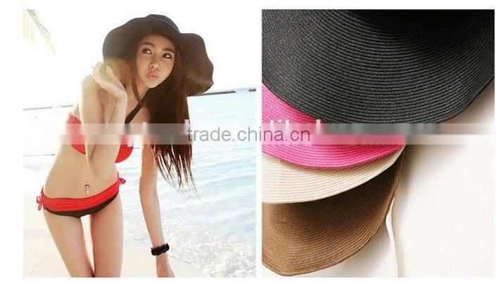beach sun folding straw hat