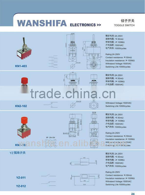 KN2-202 waterpoof mini toggle switch manufacturer from Wenzhou