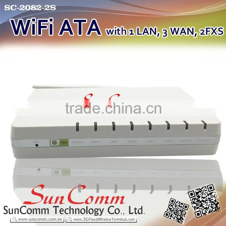 SC-2082-2S with 1 WAN, 3 LAN, 2 FXS WiFi VoIP ATA