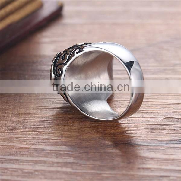 gold silver engraved vintage gothic surgical stainless steel skull ring for man