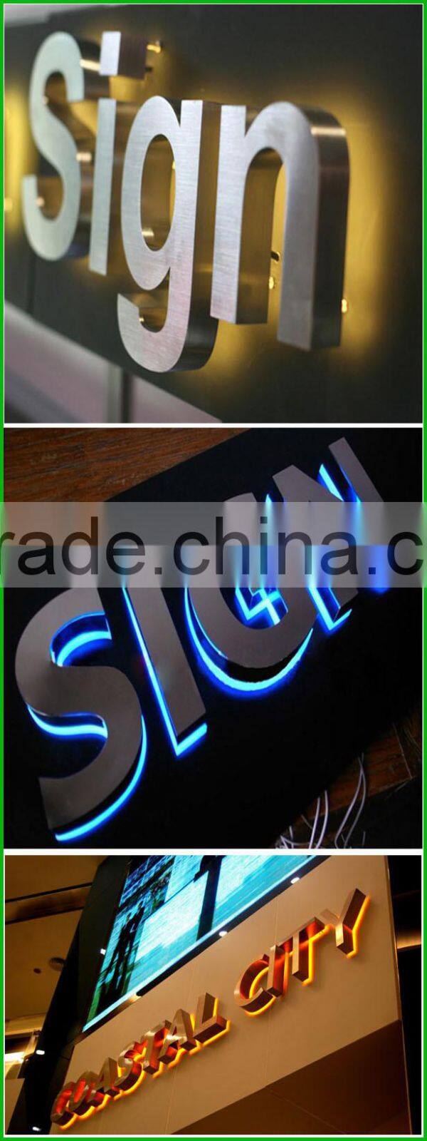 Waterproof Hotel Back Light Led Letter Sign For Wall