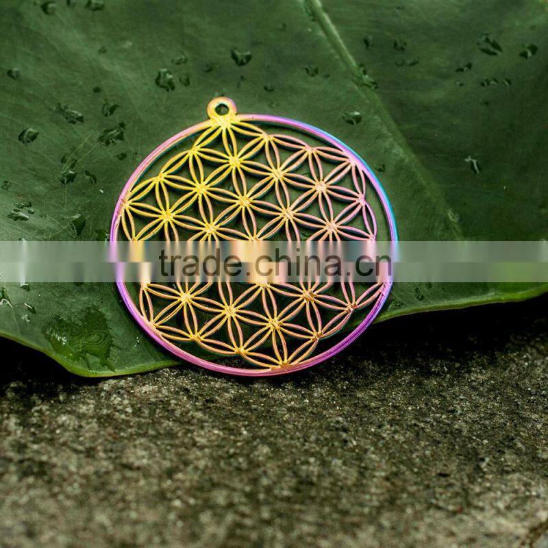 316l stainless steel jewelry flower of life pendant wholesale