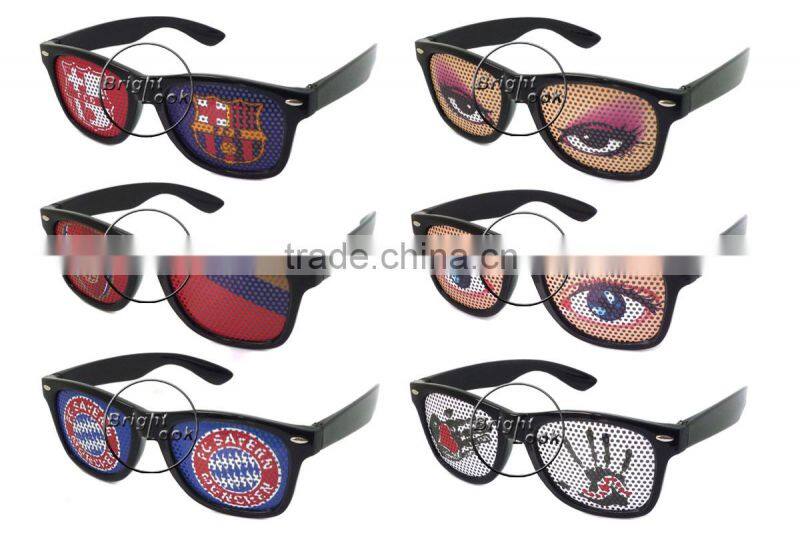 2014 New Collection Pinhole Sticker Fans Glasses With Flag printing lens Sticker Promotion 2014 Night Club Glasses (BSP2836)
