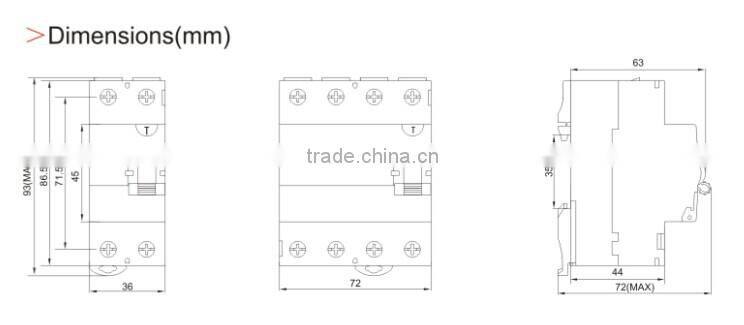 2P,50A GE newest type DCG Residual Current Circuit Breaker