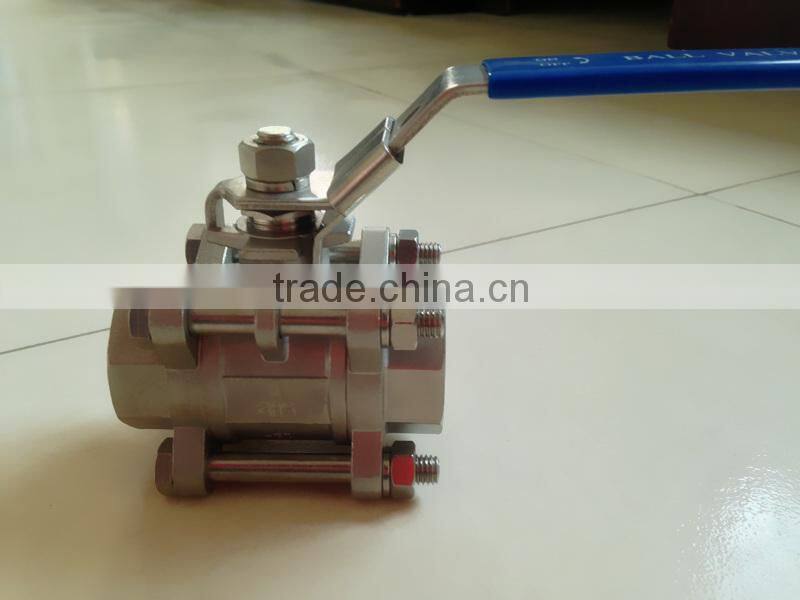 High Quality Stainless Steel Threaded 3pc Ball Valve