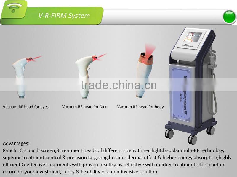 Vacuum&bi-polar multi-RF&red light machine,3 RF frequency of 0.8MHz&1.7MHz&2.45MHz,for facial lifting&body contouring