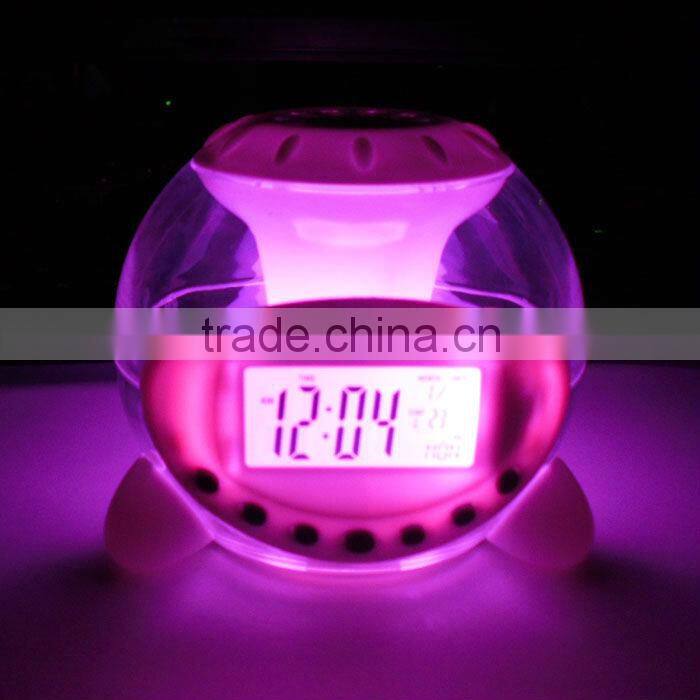 office&school promotional item gift 7 color light alarm clock with nature sound