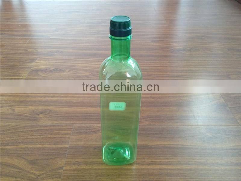 High quality pet cooking oil bottle size for chicken 1000ml square shape green color
