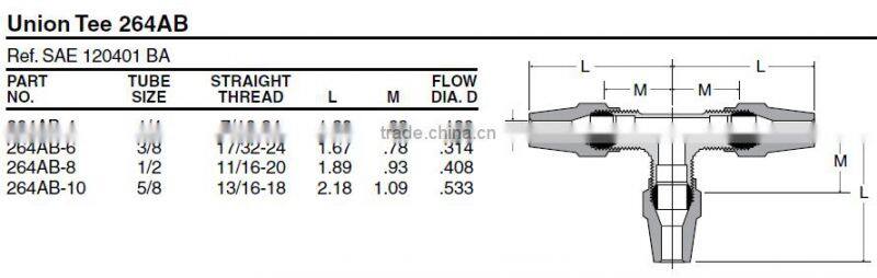 864 Union Tee,Air Brake Fittings for Copper Tube,Brass valve