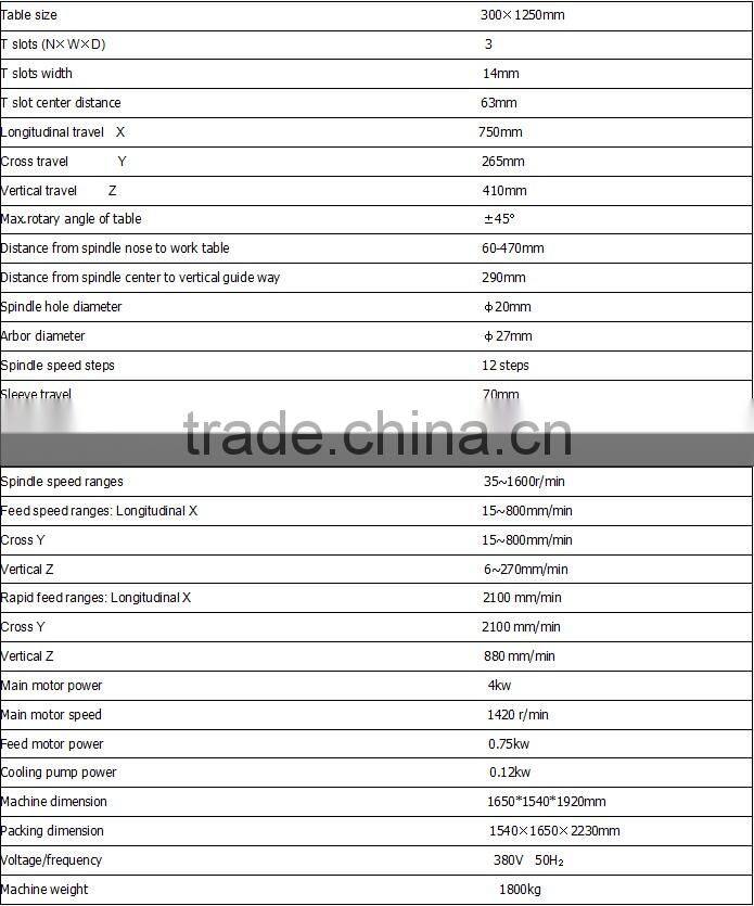 Top quality best seller vertical milling machine X5030C