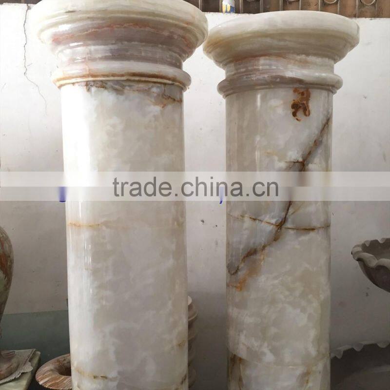 Wholesale LIGHT GREEN ONYX COLUMNS PILLARS CARVED TOP