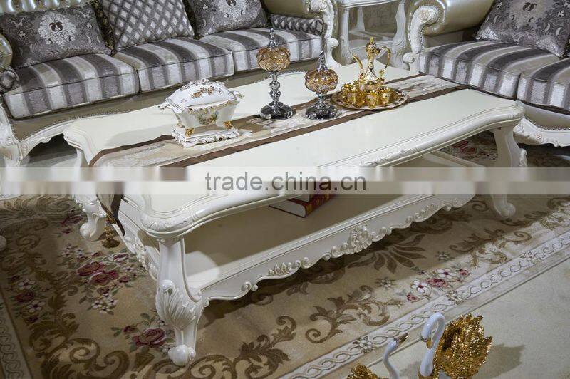 BisinI Luxury Classic Cream Color Coffee Table, Living Room Centre Coffee Table