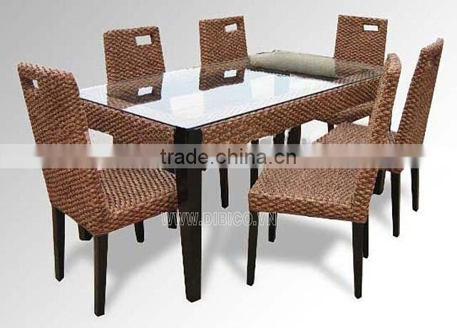 Modern Home Furniture Indoor Rattan Dining Table And Chairs For Restaurant