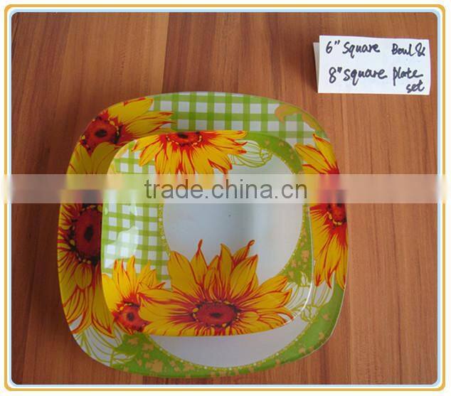 rectangular tempered glass plate with decal