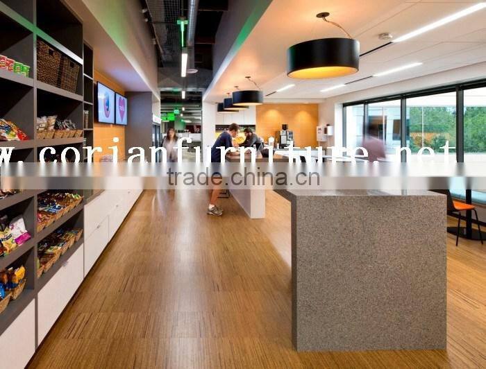 Custom sized solid surface made Office self service kitchen counter