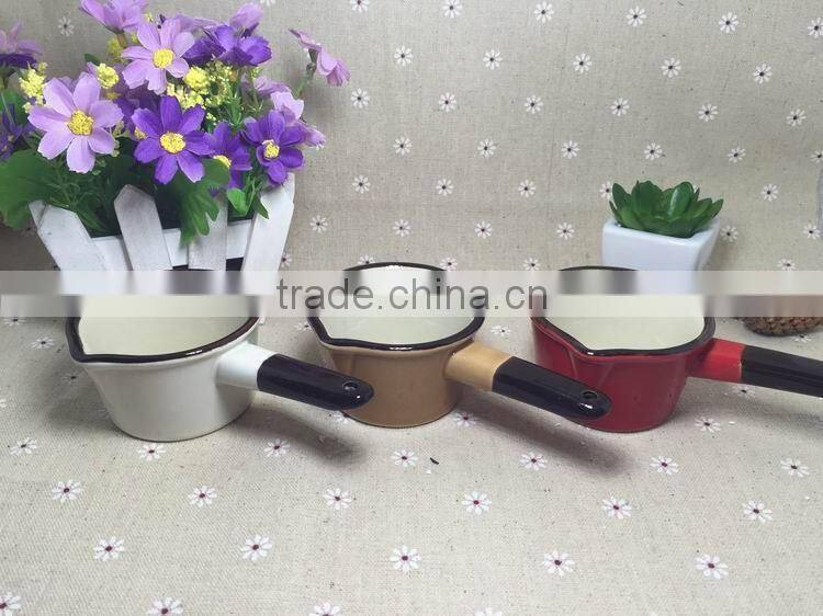Stocked korean style colorful single handle cheap ceramic pots