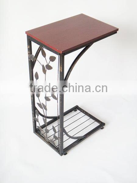 RH-4424 Metal accent wooden table Vine Leaf Design modern Sofa Side Table