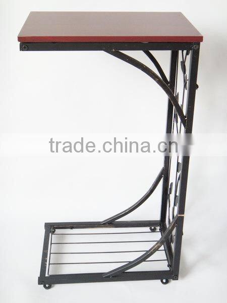 RH-4424 Metal accent wooden table Vine Leaf Design modern Sofa Side Table