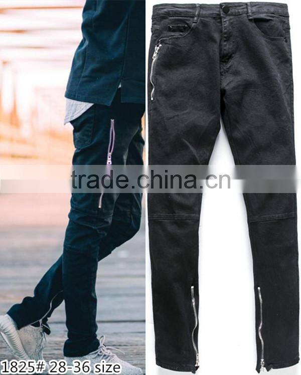 2017 Summer new locomotive jeans elastic skinny pants with side zip