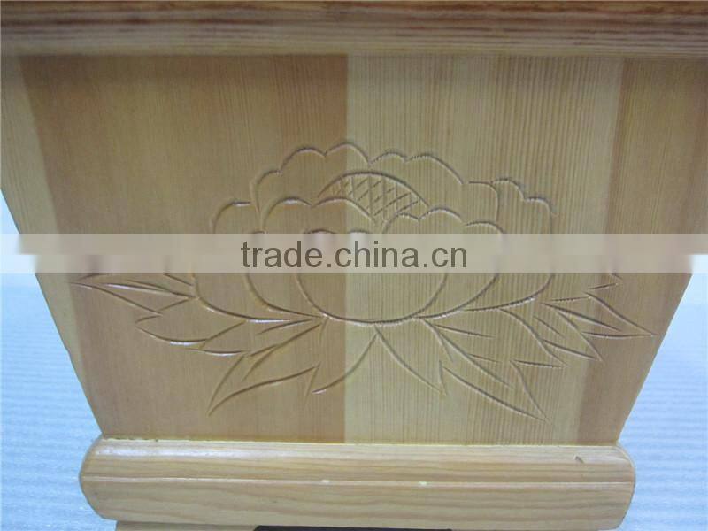 Carving peony decor four feet at the bottom wood flowerpot