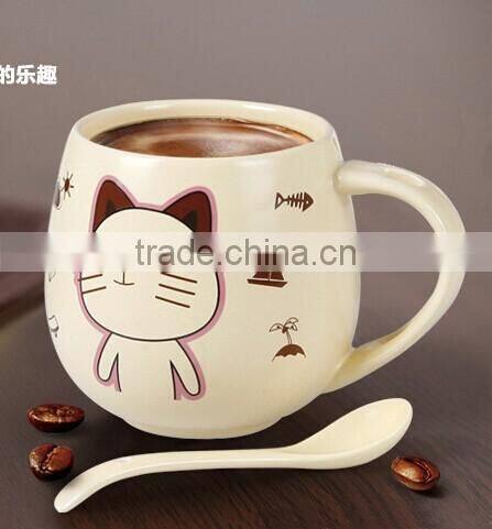 350ml ceramic coffee mug with spoon milk mug