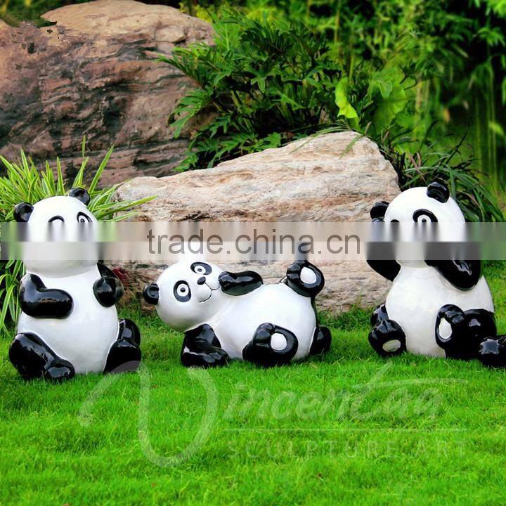 Wholesale theme park decoration resin crafts cartoon animals lively panda garden statue