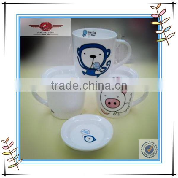 Bone China Ceramic Porcelain Breakfast Cup/Mug with sunk lid