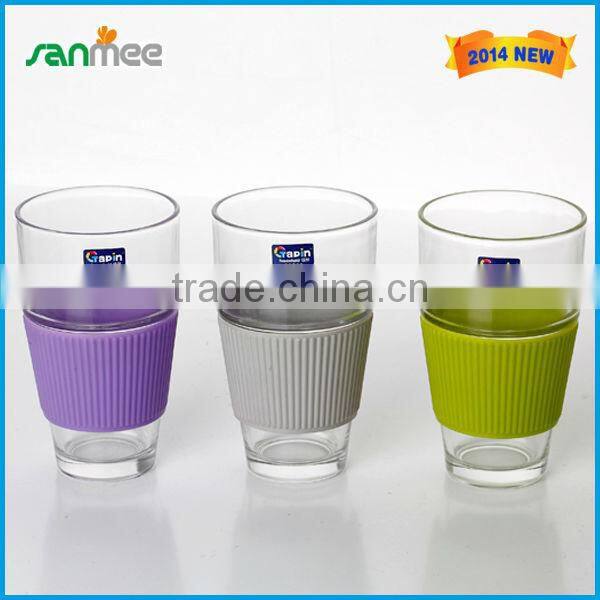 2014 New Product China Wholesale Glassware Glass Cup With Rubber Crust