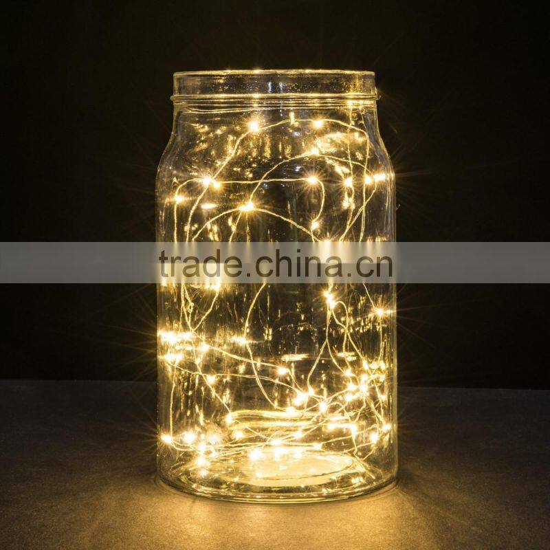 Desktop glass terrarium decorative warm white led string light