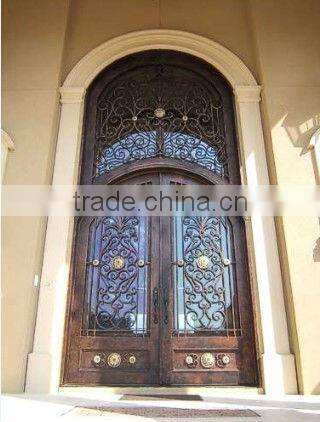 Bisini luxury eyebrow top wrought iron double door (BG90049)