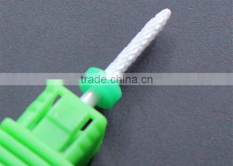 Total Length Nail Drill 38MM White Ceramic Burr For Nail Head Diameter 2MM Small Flame