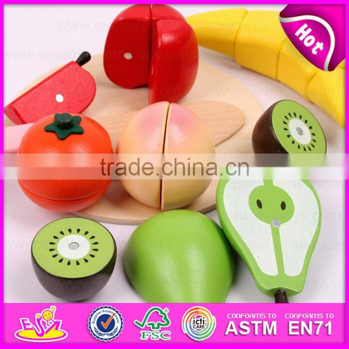 2015 new wooden kitchen set for baby, wooden vegetable cutting toy for children, pretend play wooden cutting toy W10B137