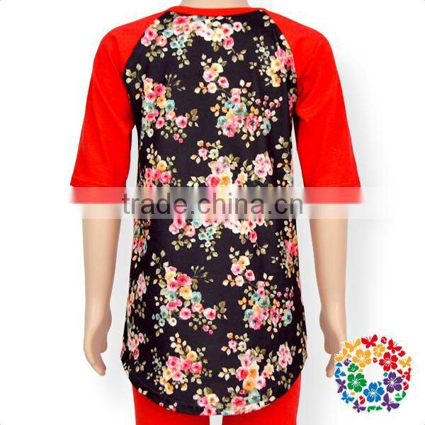 Boutique Mid Sleeve Floral Baby T Shirt Girl 100% Cotton Kids Clothes Tops