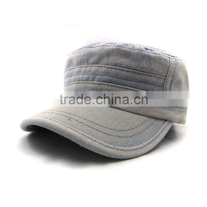 Customize Blank Washed Denim Military Caps Dongguan Factory