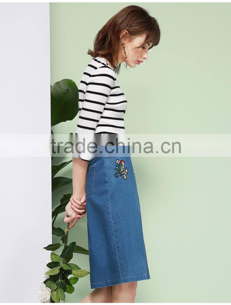 Summer High waist half skirt female cowboy Printed Fashion Casual Women skirt