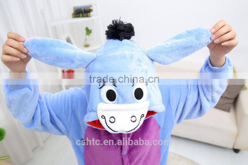 flannel cartoon adult animal jumpsuit animal pajamas jumpsuit donkey design