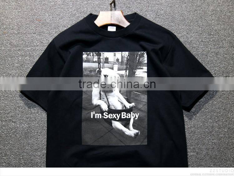 SZXX T321 Hot Sale Black Custom Printed Cotton T-shirt Mens