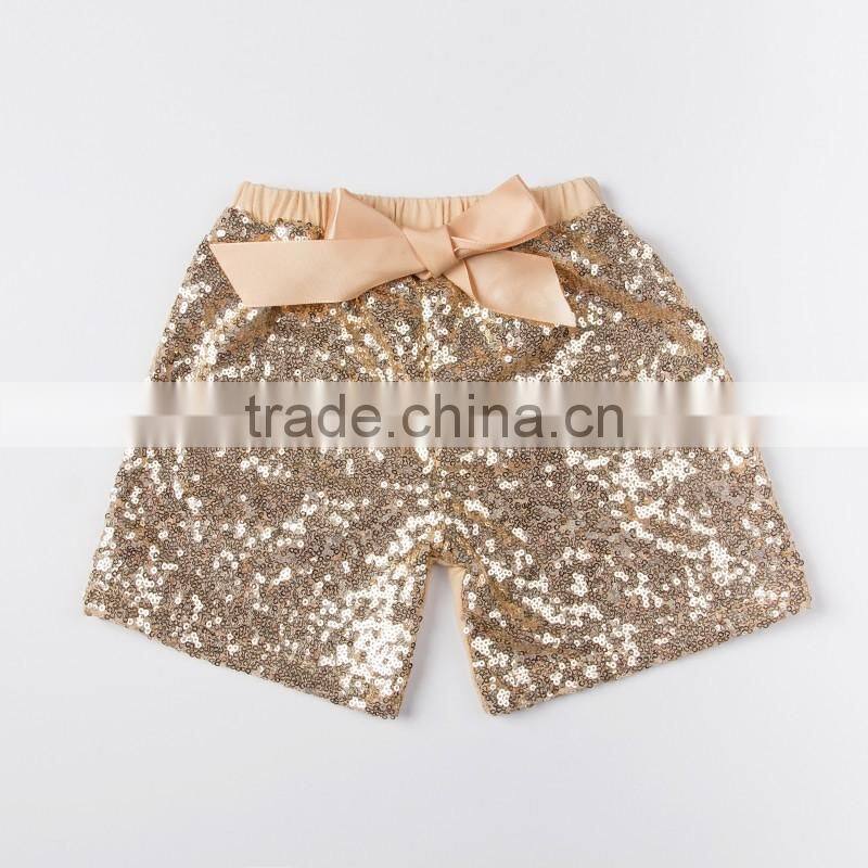 Wholesale Plain Baby Clothing Summer Girls Hot Shorts Elastic Waist Baby Sequin Shorts
